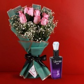 UROOSA Noir By J. With Pink Dream Bouquet - Pink Roses