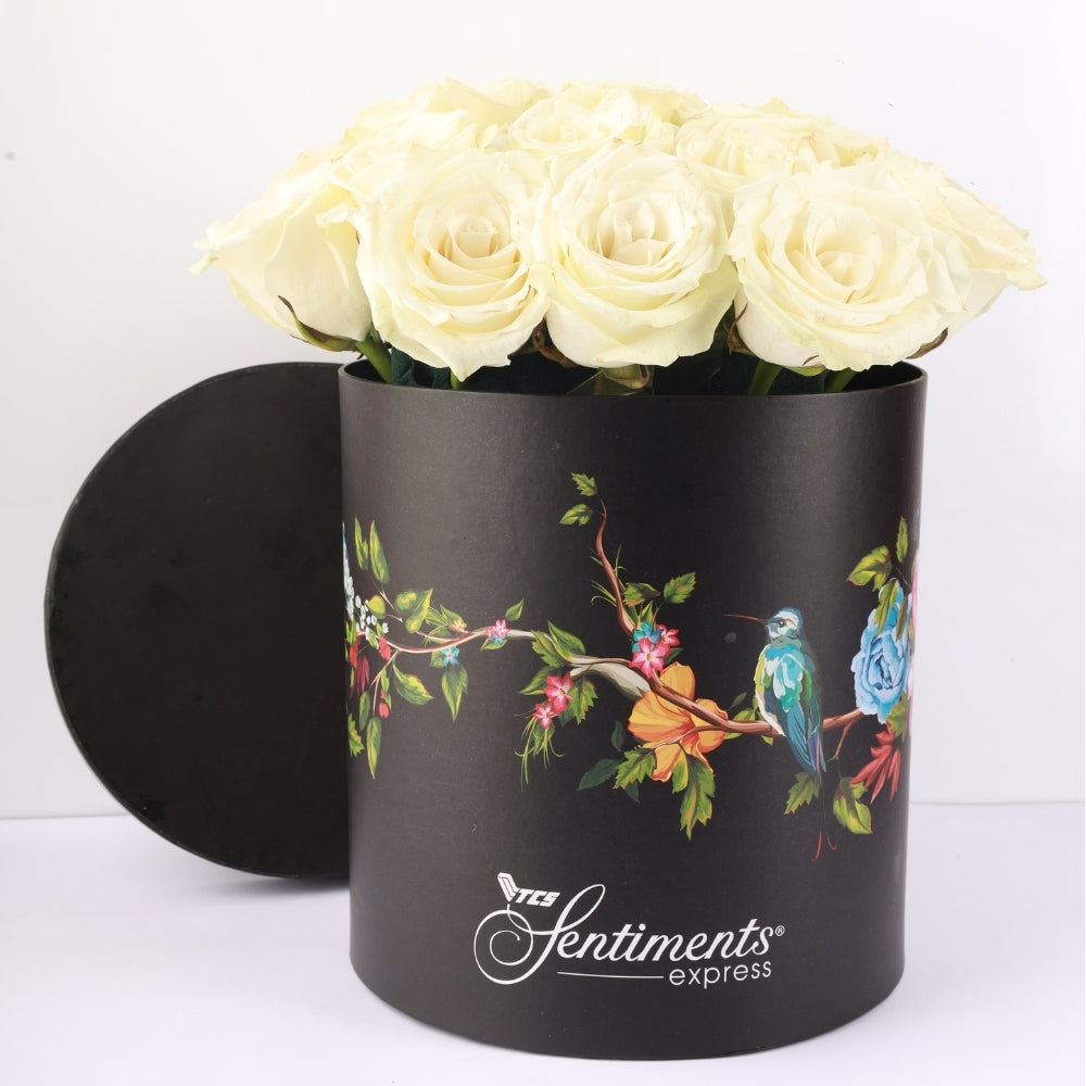 Golden Glow Box - White Roses - TCS SentimentsExpress