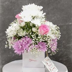 Pretty Pastels - Imported Pink Roses and Chrysanthemums