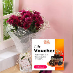 Sacha's Gift Voucher With PASSIONATE PURPLE BOUQUET