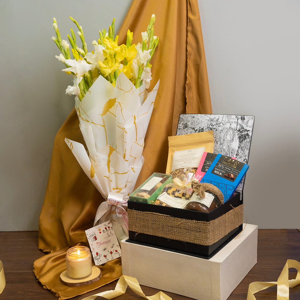 For Heartfelt Appreciation: Lals Chocolate Hamper & Bouquet - TCS SentimentsExpress
