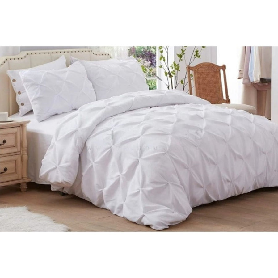 Pintuck Pleated White Bed Sheet Set by PTH Homes