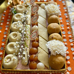 Mithai Platter Festive Tray with Flowers