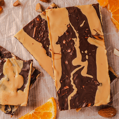 Orange in Dark Chocolate Bark with Simply Bright