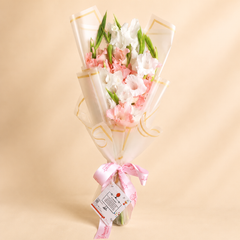 Pink Pastel Bouquet - Pink and White Gladiolus - TCS SentimentsExpress