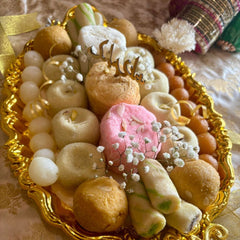 Mithai Platter Festive Tray with Flowers
