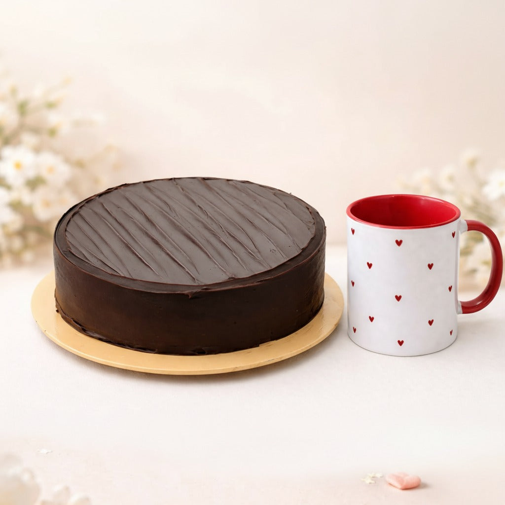 Chocolate Fudge Cake & All Hearts Mug - TCS SentimentsExpress
