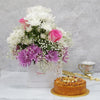 Bloom Indulgence - Dry fruit cake and Pink roses