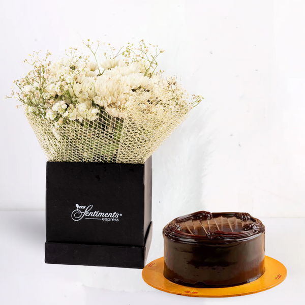 Elegant Indulgence: Royal Fudge Cake 2lbs with Whimsical White