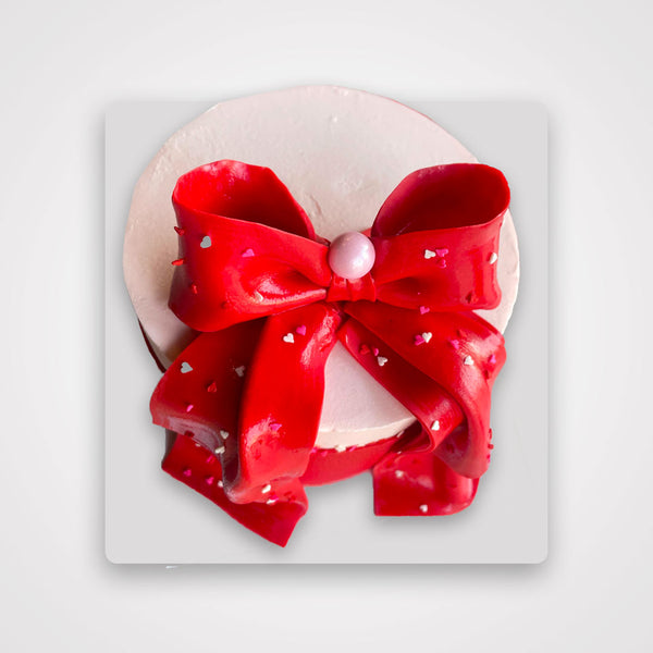 Red Bow Cake - 6 Inches