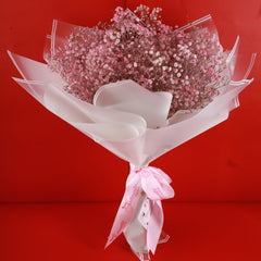 Blissful Treat: Brownie Cake - 2Lbs & Pink Gypsophila Blooms