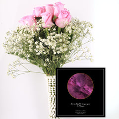 Rose Star Map  With Hues of Pink Roses