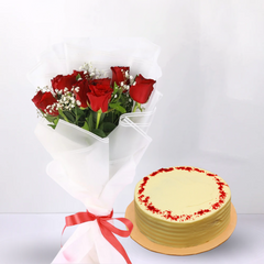 A Sweet Surprise: Roses & Red Velvet Cake - 2 Lbs