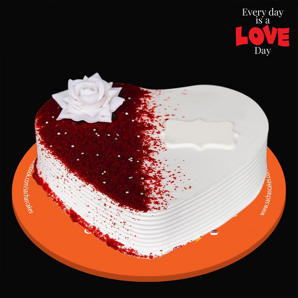 Half-Red & Half-White Heart Cake (2 lbs)