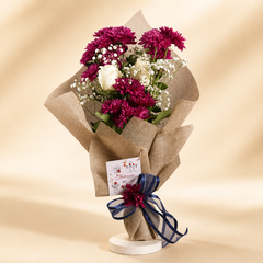 Classic Violet Bouquet - White Roses and Chrysanthemums - TCS SentimentsExpress