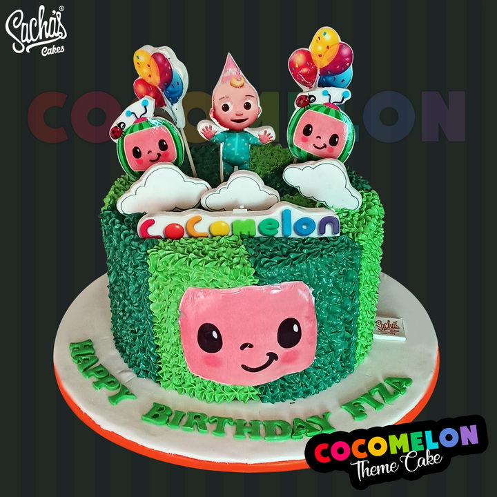 Personalized Cocomelon Theme Cream And Fondant Cake Toppers by Sacha's
