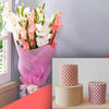 Cylindrical Bubble Candle and Pink Pastel Bouquet