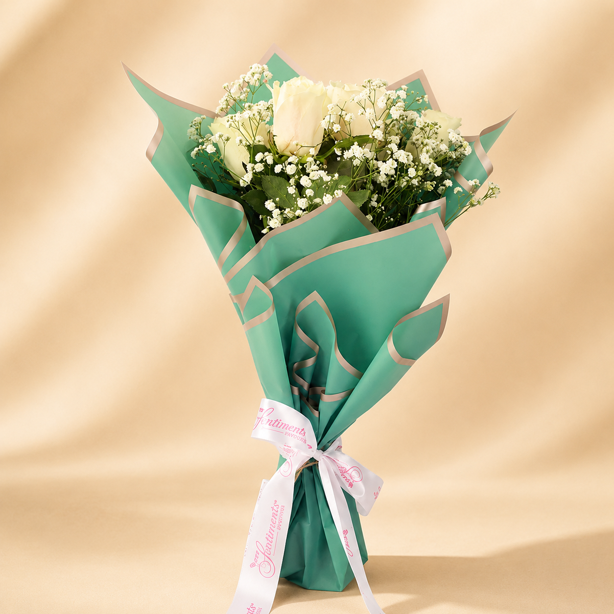 Elegance Bouquet - White Roses - TCS SentimentsExpress