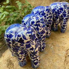 Large Elephant Blue White Floral