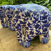 Large Elephant Blue White Floral