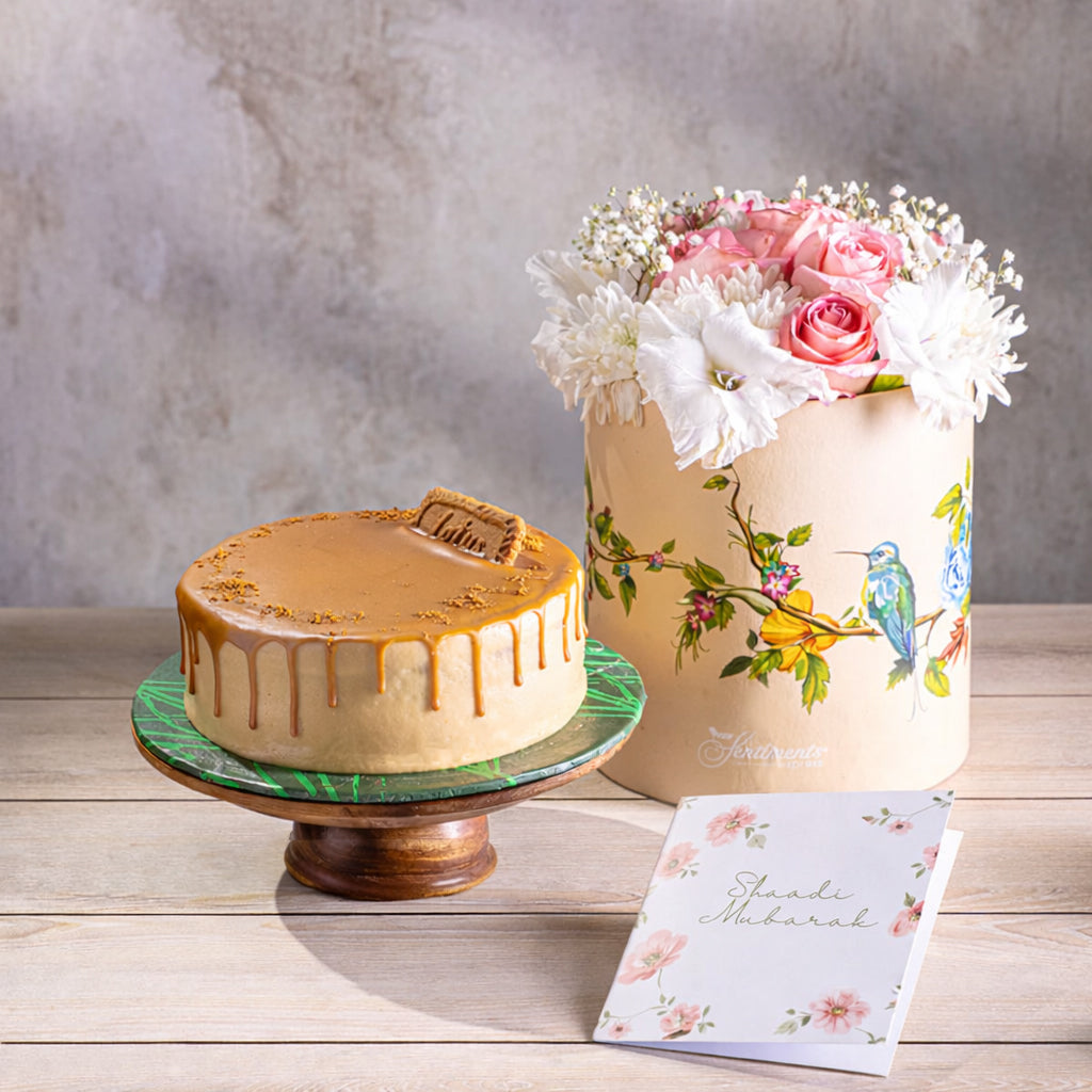 Lotus Cake with Pink Roses - TCS SentimentsExpress