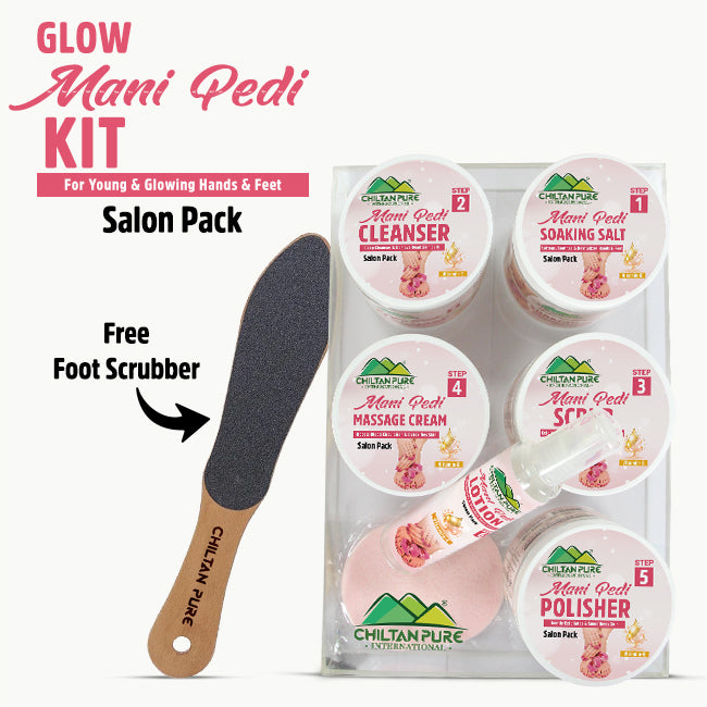 Glow Mani Pedi Kit-Salon Pack - Peel Off Rough & Dry Patches, Strengthen Weak, Brittle Nails, Rehydrates Dry Hands & Feet