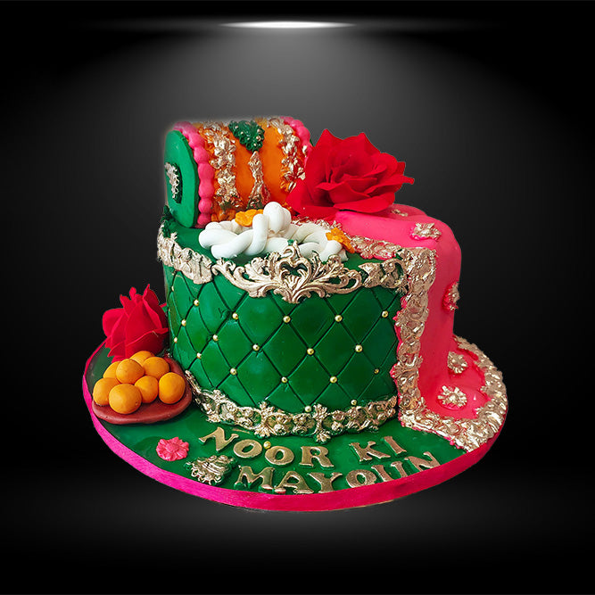 Mehndi Green Theme Cake