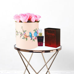 UROOSA FOR HER BY J. With PINK ROSES BOX