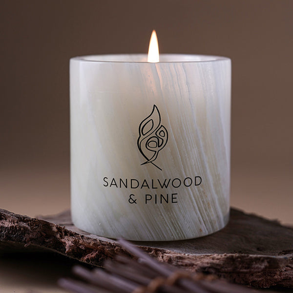 Sandalwood & Pine Marble Jar Candle by MOAM