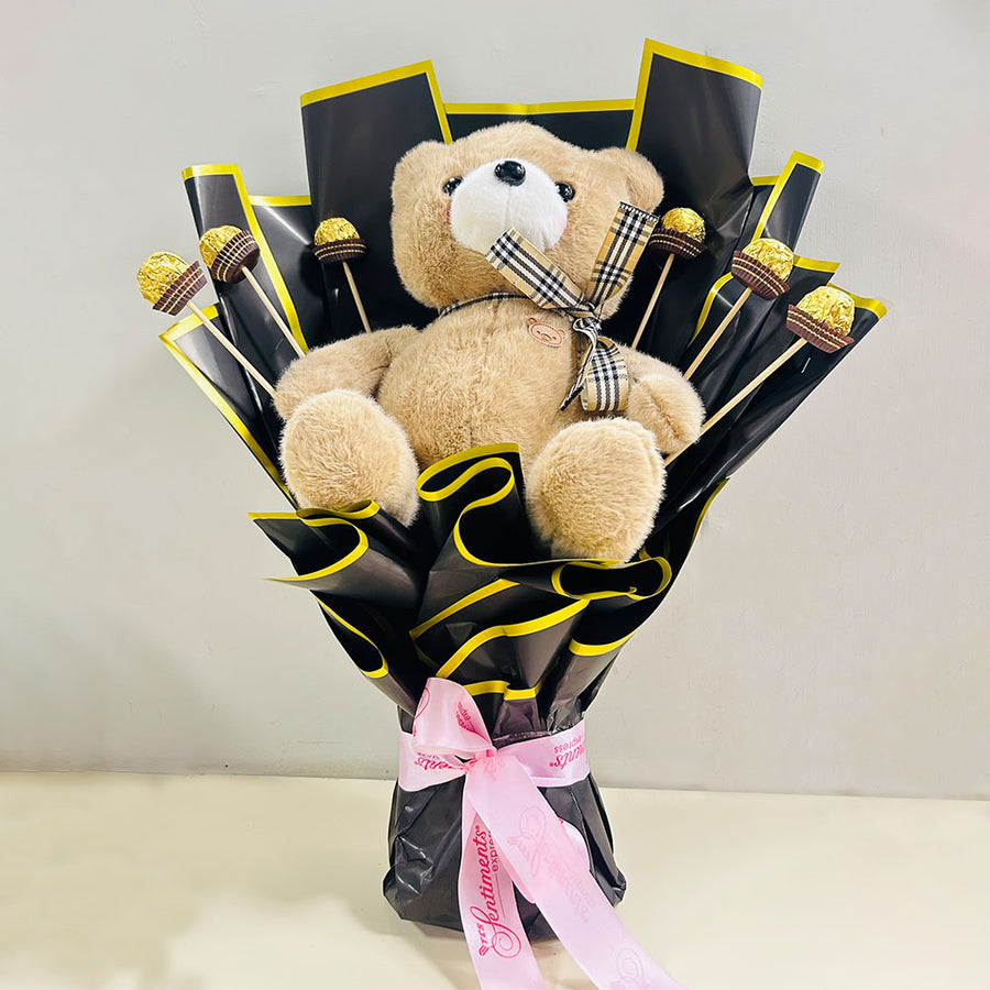 Teddy & Ferrero Bouquet – A Sweet & Cuddly Surprise!