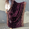 Majestic Charm Velvet Shawl - Maroon