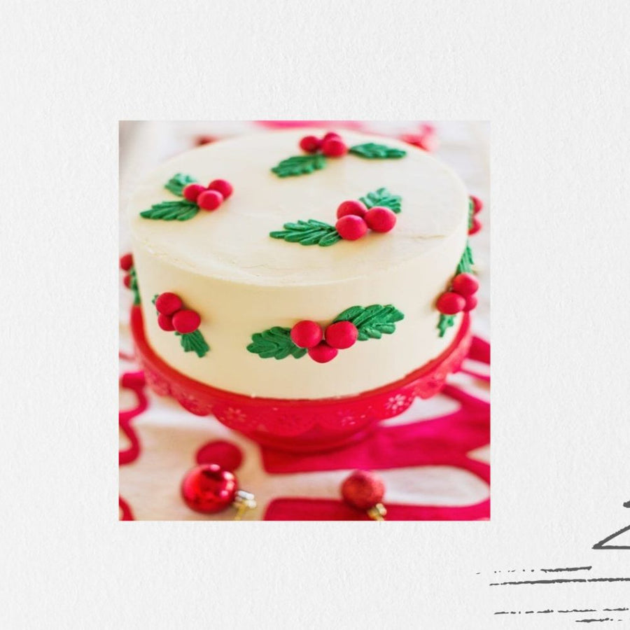 Christmas Theme Cake with Red and white Theme 2 Lbs by Bake Away