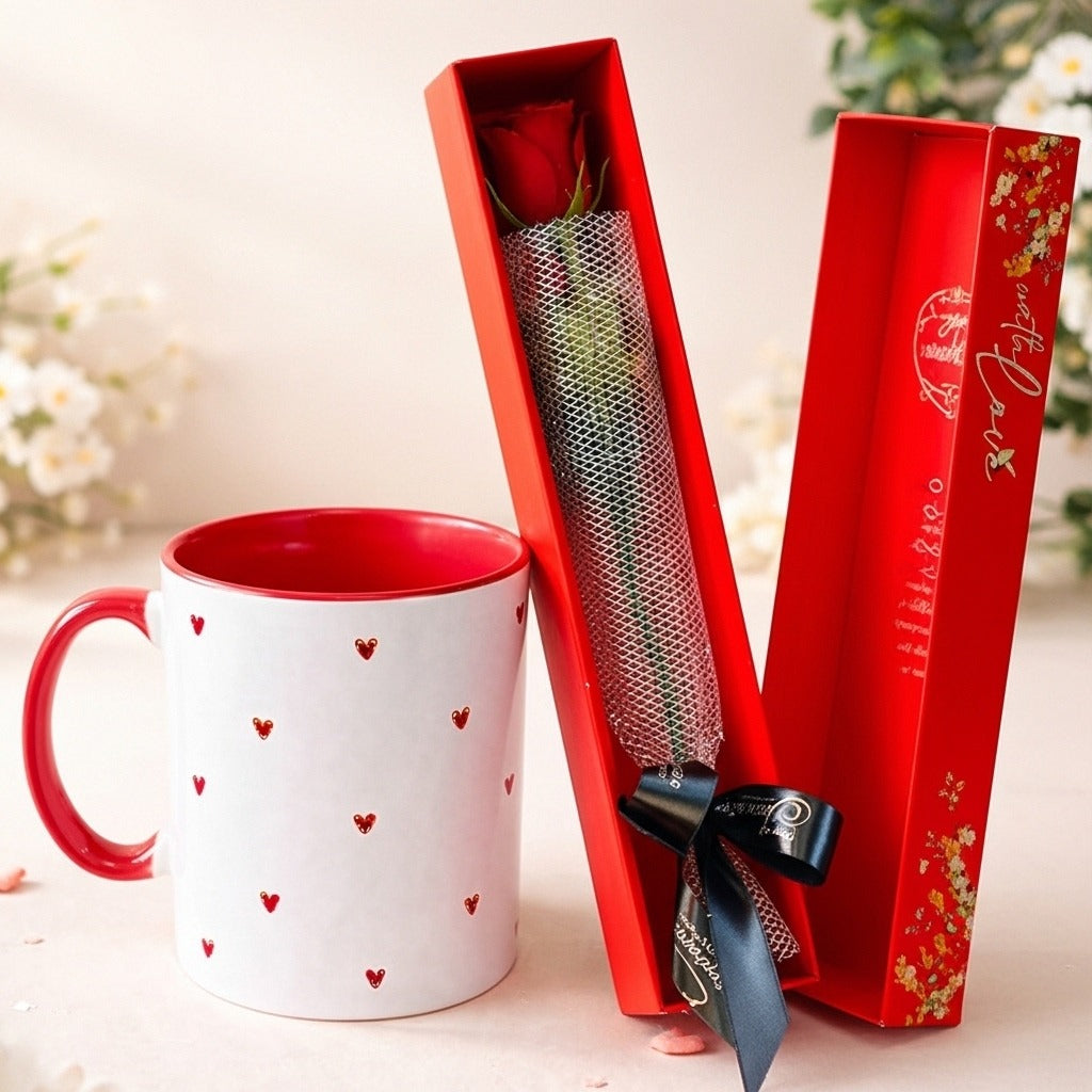 All Heart Mug & Single Rose - TCS SentimentsExpress