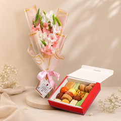 Mixed Mithai and Pink Pastel Bouquet-