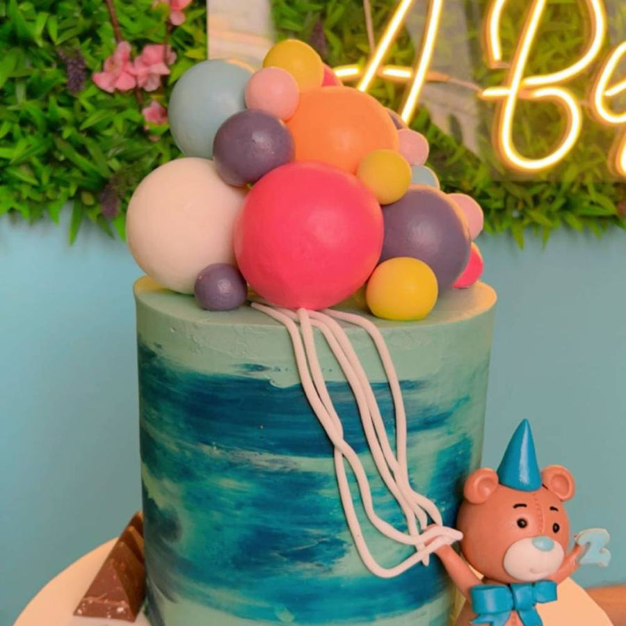 Personalized Teddy and Balloon Cake by Meemu's Kitchen