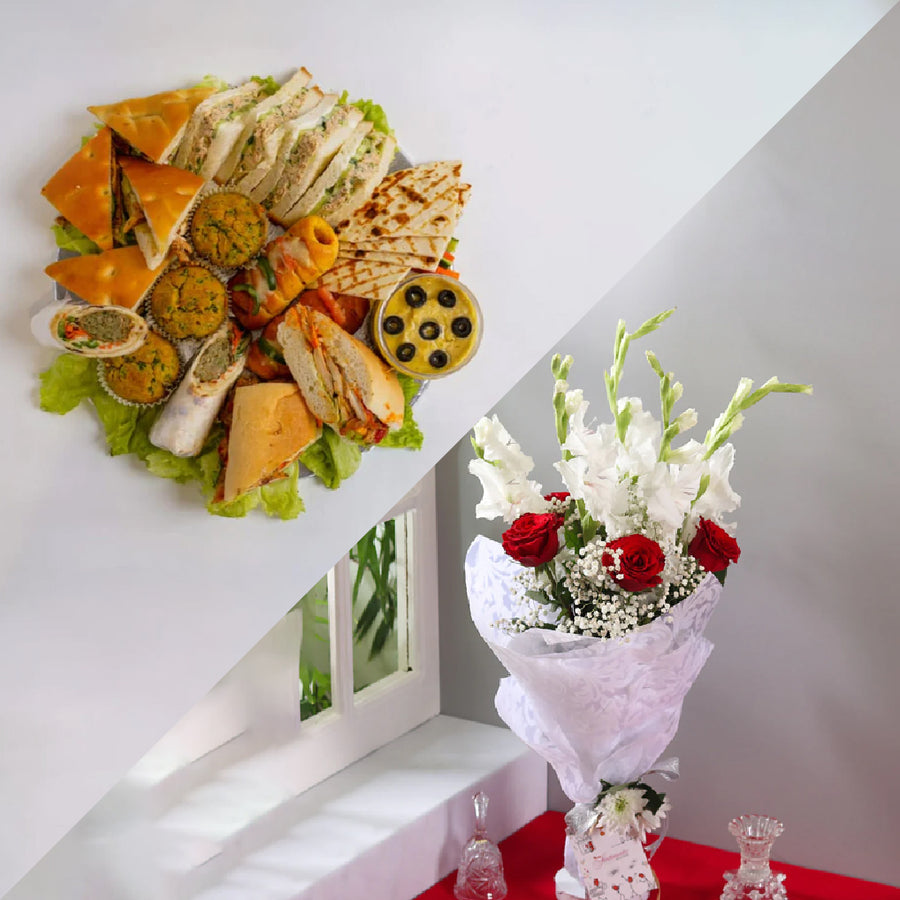 Share Joyful Moments - Jumbo Platter by Coffee Plant & Lavish Bouquet