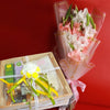 Self-Care Wellness Basket with Pink Pastel Bouquet