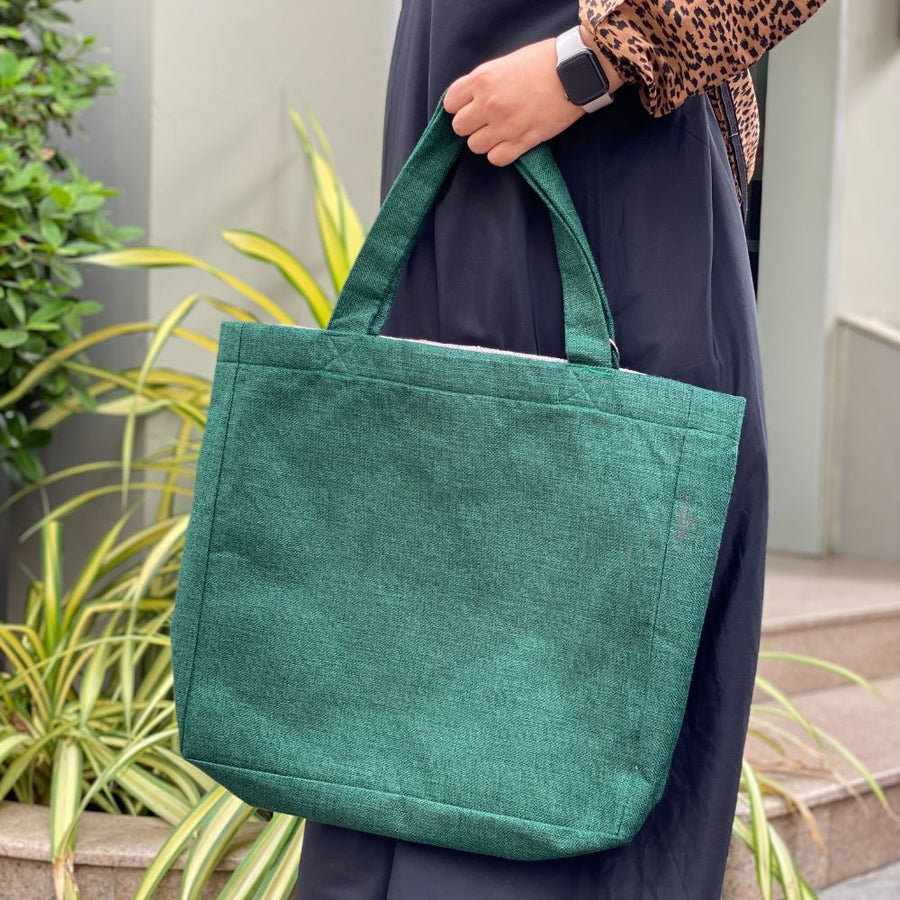 GREEN FLORAL TOTE BAG - Shop for a Cause