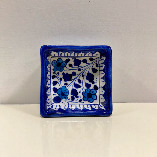 Blue Small Square Serving Tray - Multani Pottery