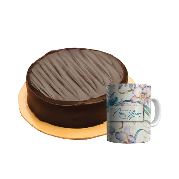 New Year Mug & Chocolate Fudge Cake 2lbs