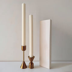 Serra Ribbed Pillar Candle - Pair