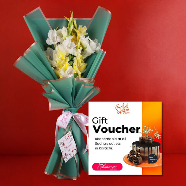 Sacha's Gift Voucher With VIBRANT BOUQUET - YELLOW GLADIOLUS