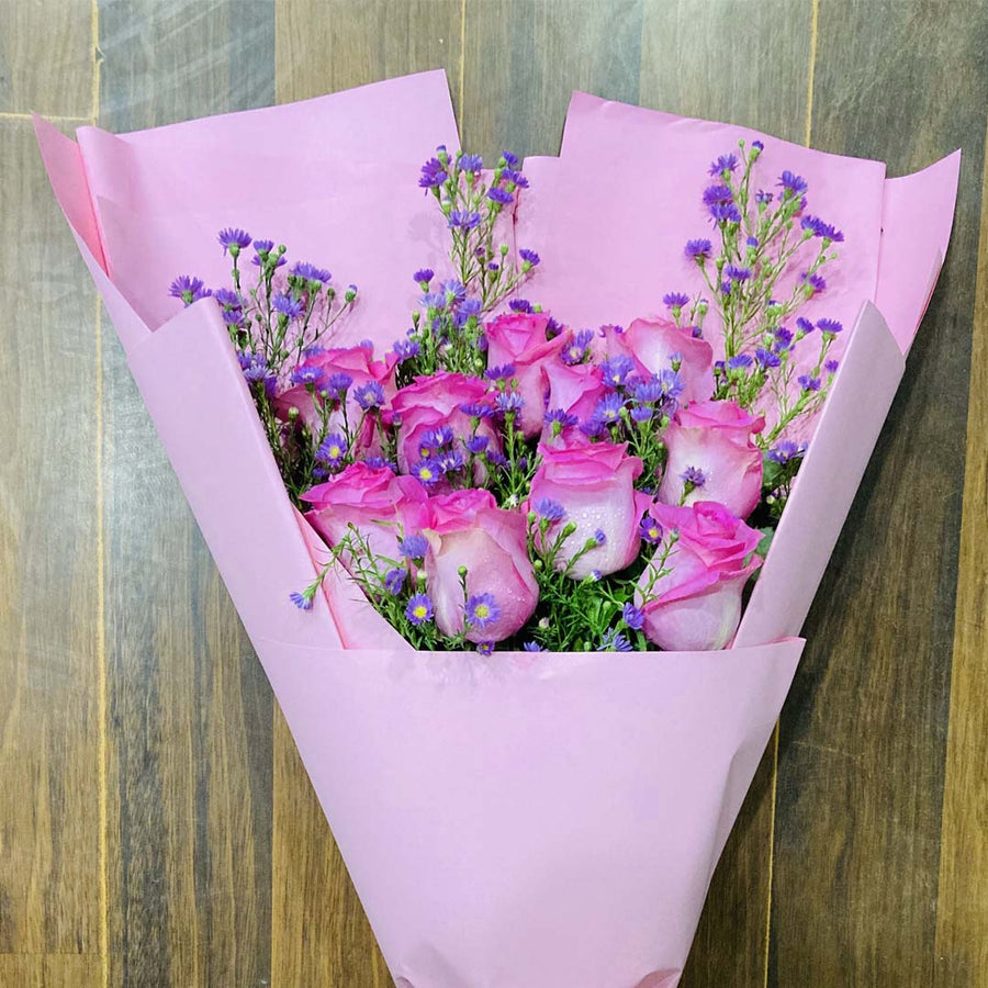Dazzling Pink Bouquet - Imported Pink Roses