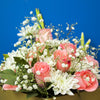 Touch of Class - Pink roses and White Chrysanthemums