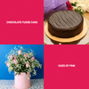 Joyful Combo - Pink Roses, Gypsos and Fudge Cake