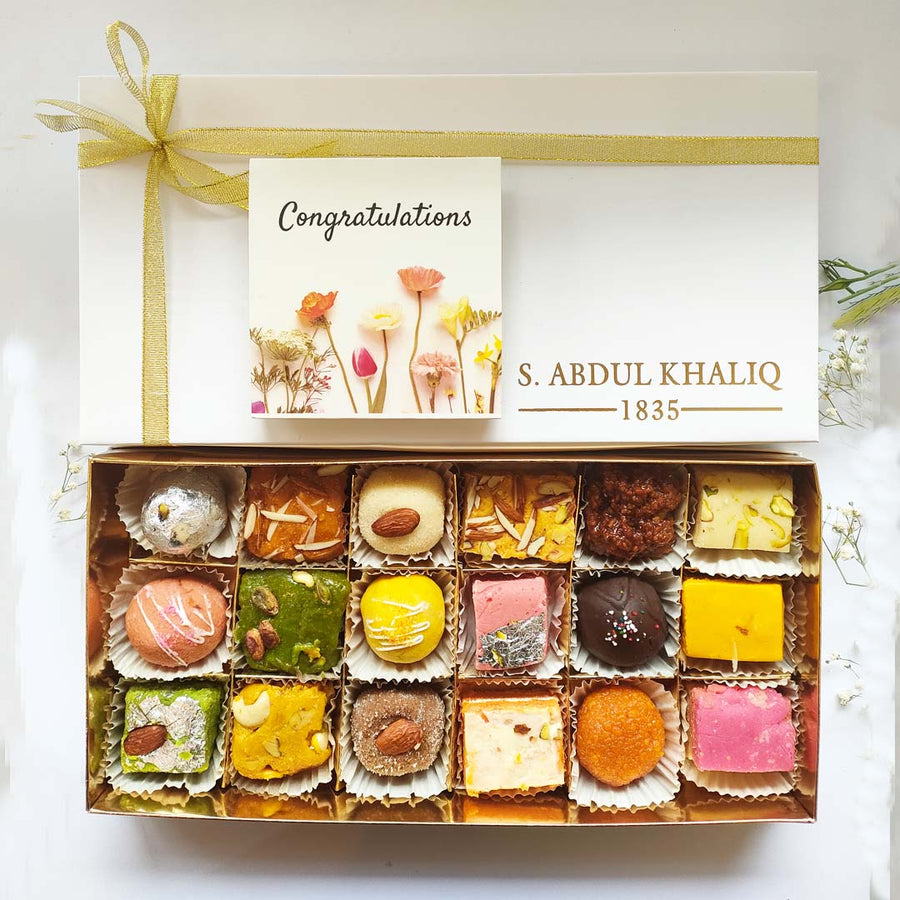 Congratulations - 18 pcs Assorted Mithai Box by S. Abdul Wahid