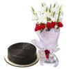 Celebration Bouquet & Chocolate Fudge Cake 2 lbs - Same Day Delivery