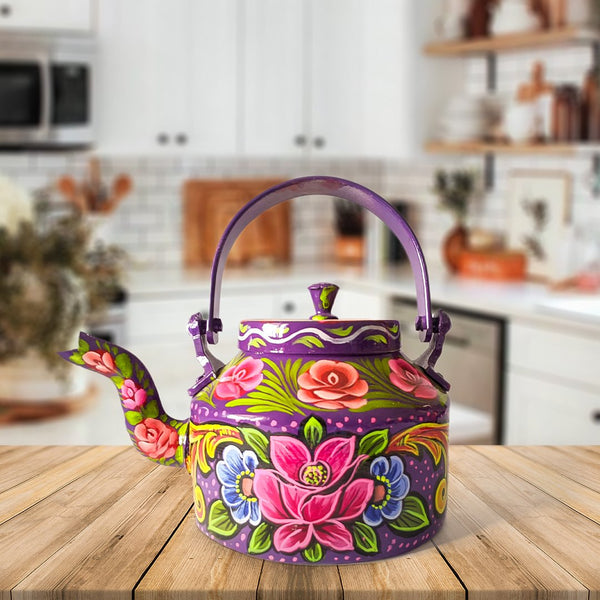 Hand Painted Family Teapot Purple by Urban Truck Art