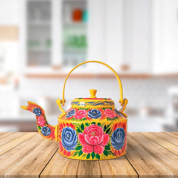 Hand Painted Family Teapot Yellow by Urban Truck Art