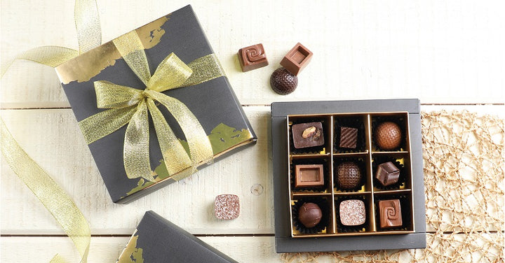 Assorted Classic Chocolates or Chocolate Bon bons in Charcoal Grey box by Lals